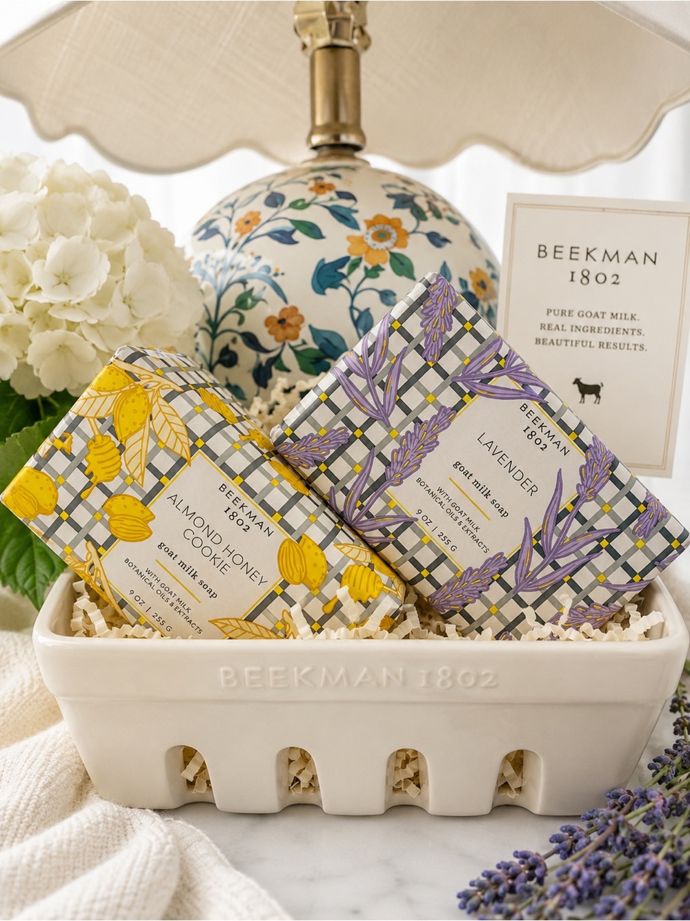 Beekman 1802 Lavender Goat Milk Soap Bundle and Dish